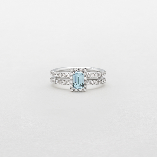 Gold Diamonds And Aquamarine Ring AB16966BA Giorgio Visconti