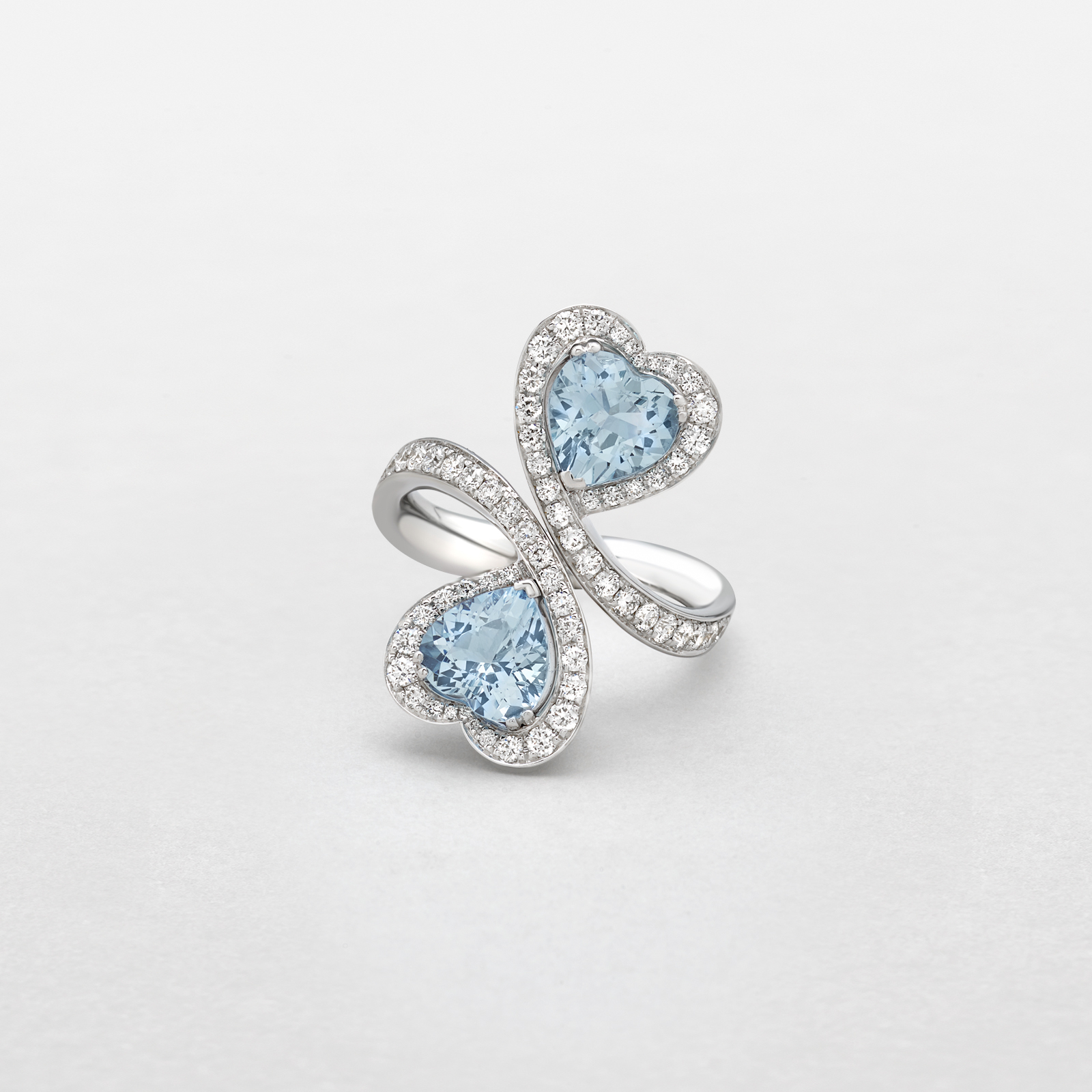 Gold Diamonds Aquamarine Heart Ring AB17005 Giorgio Visconti