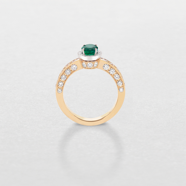 white and pink gold with diamonds and emerald ring