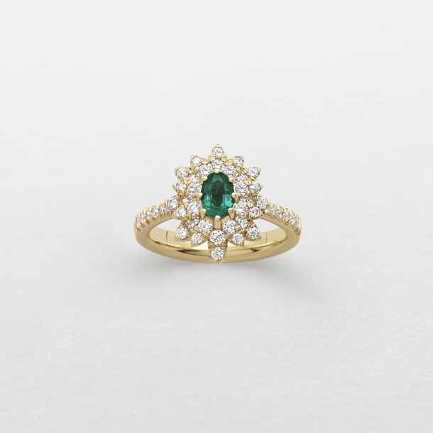 rose gold with diamonds and emerald ring