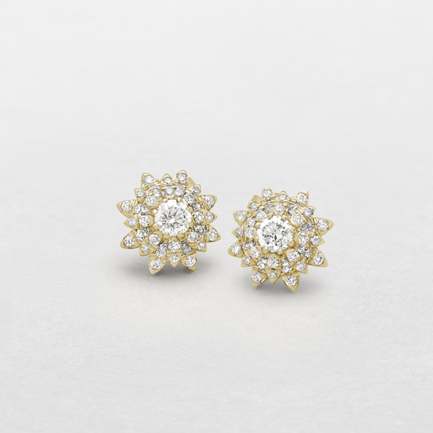 white and rose gold and diamonds earrings