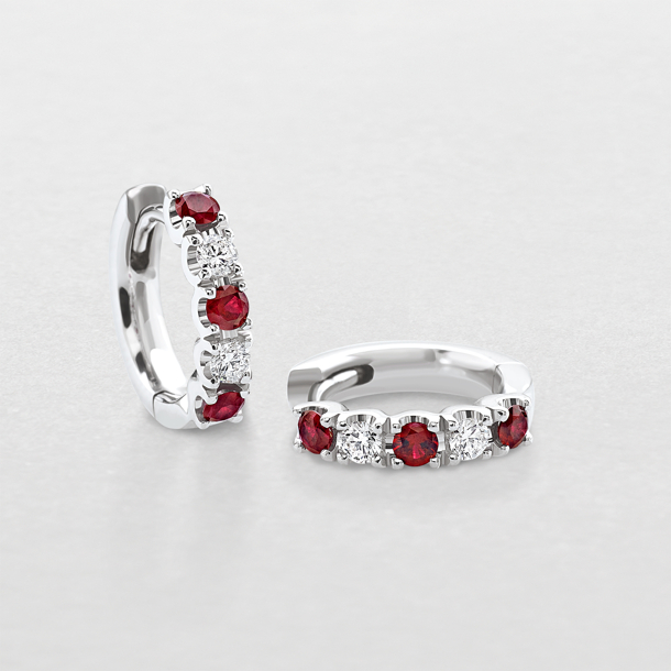 white gold with diamonds and rubies earrings