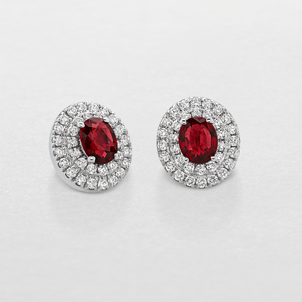 white gold with diamonds and rubies earrings