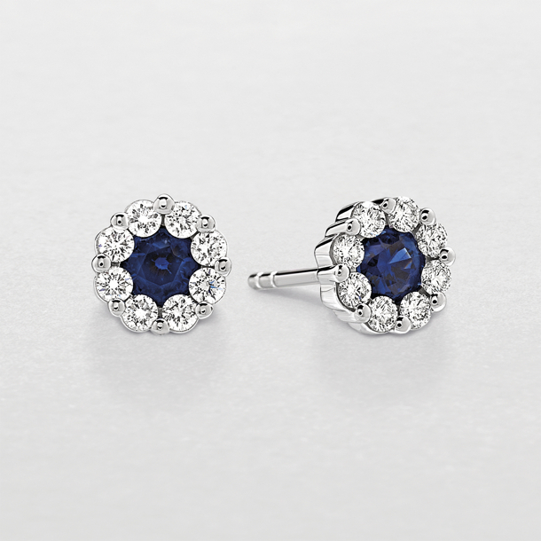 white gold with diamonds and sapphires earrings