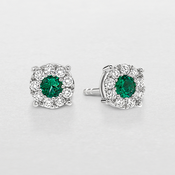 white gold with diamonds and emeralds earrings