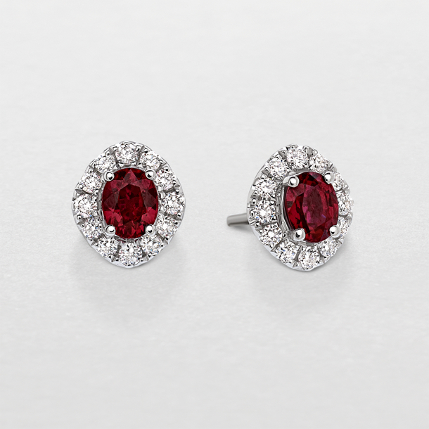 white gold with diamonds and rubies earrings