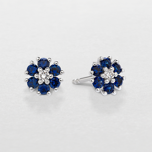 white gold with diamonds and sapphires earrings