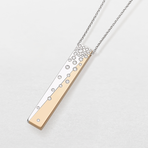 white and pink gold and diamonds necklace