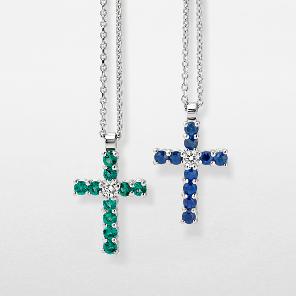 Cross necklace store with colored stones