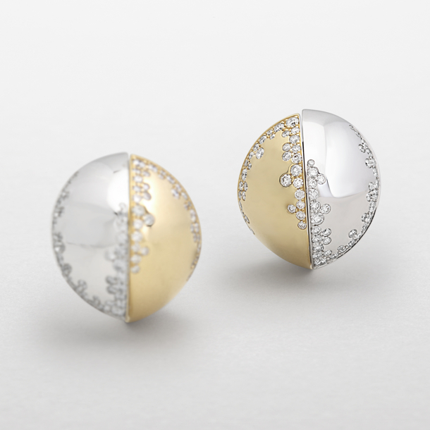 rose and white gold with diamonds earrings