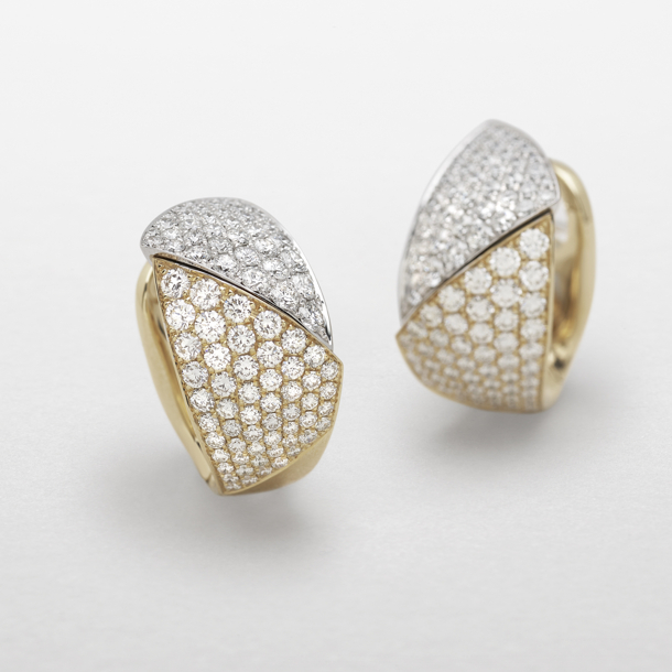 rose and white gold with diamonds earrings