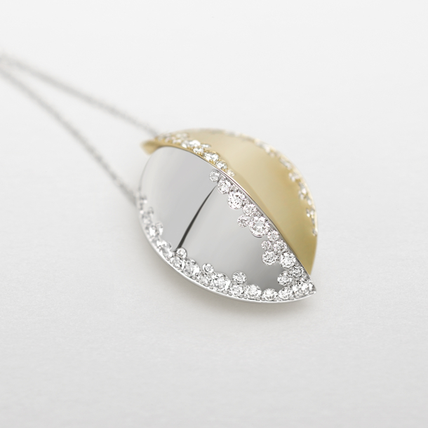 rose and white gold with diamonds necklace