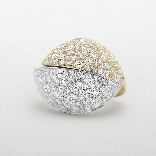 rose and white gold with diamonds ring