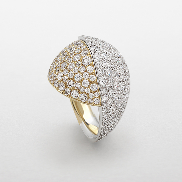 rose and white gold with diamonds ring