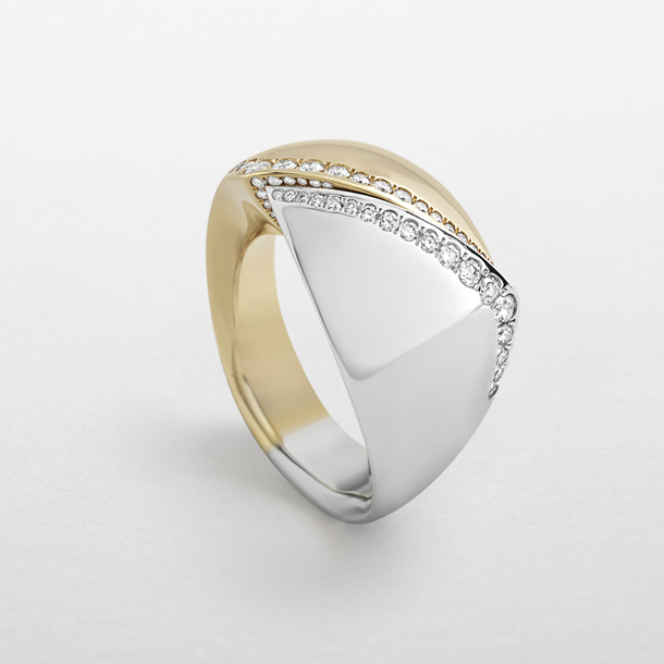 rose and white gold with diamonds ring