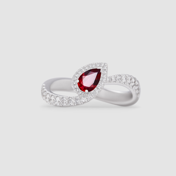 white gold with diamonds and ruby ring