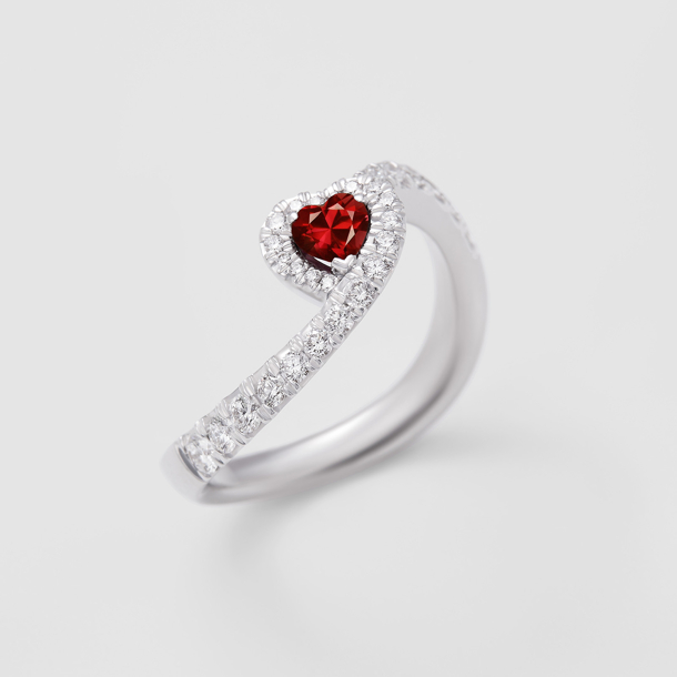 white gold with diamonds and ruby ring