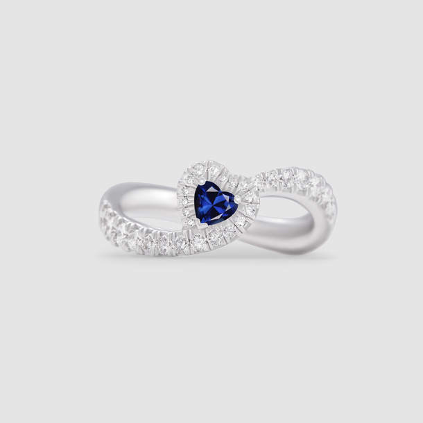 white gold with diamonds and sapphire ring