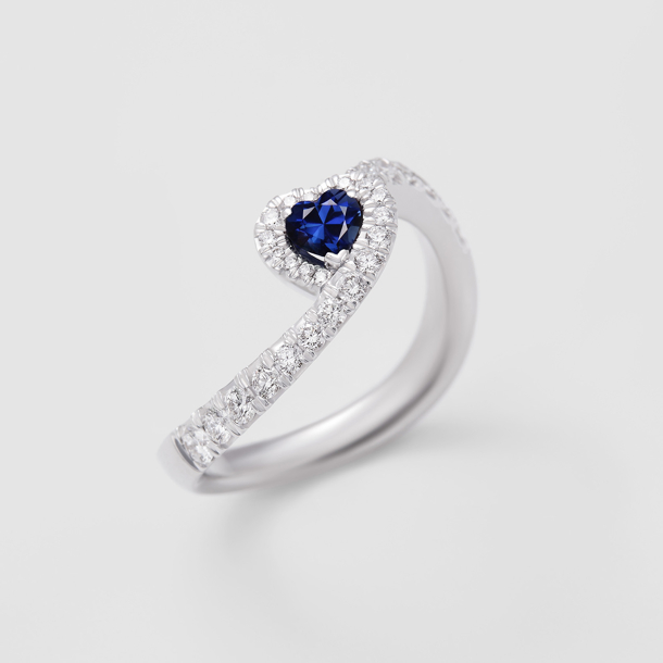 white gold with diamonds and sapphire ring