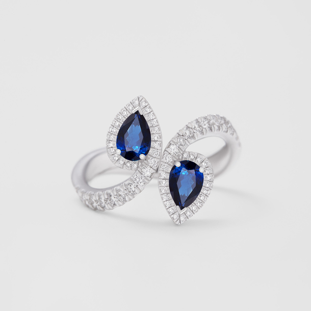 white gold with diamonds and sapphires ring