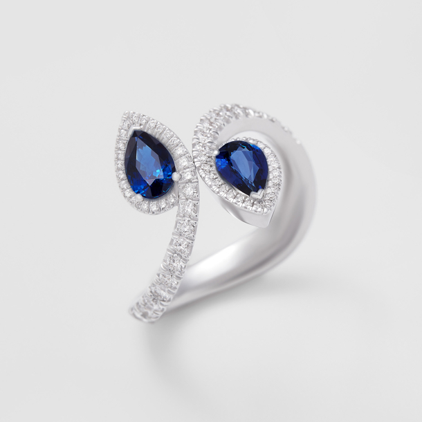 white gold with diamonds and sapphires ring