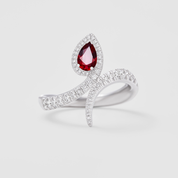 white gold with diamonds and ruby ring