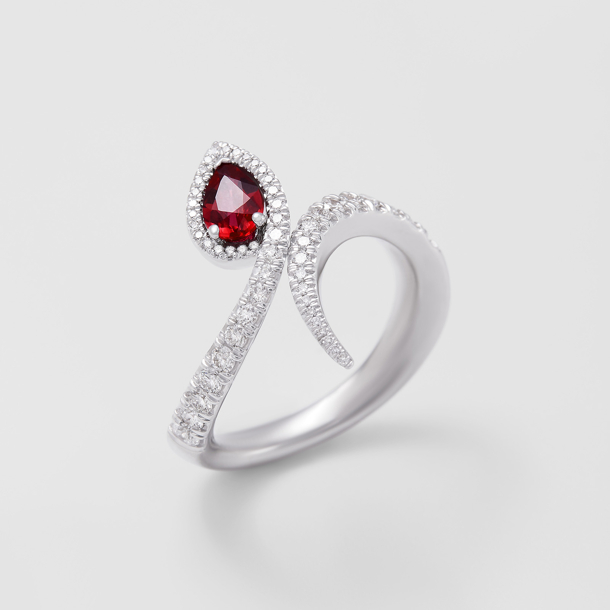 white gold with diamonds and ruby ring