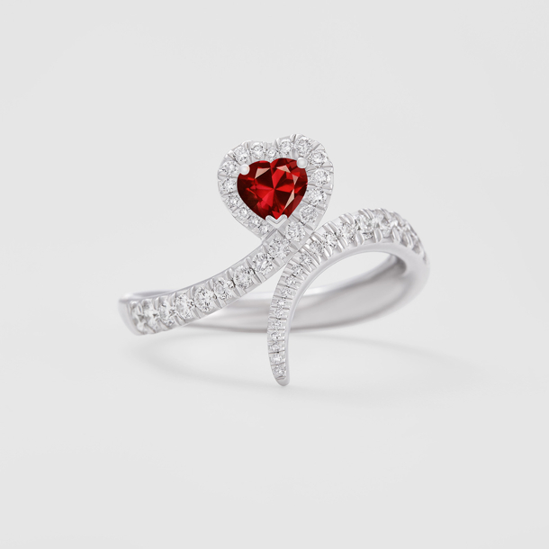 white gold with diamonds and ruby ring