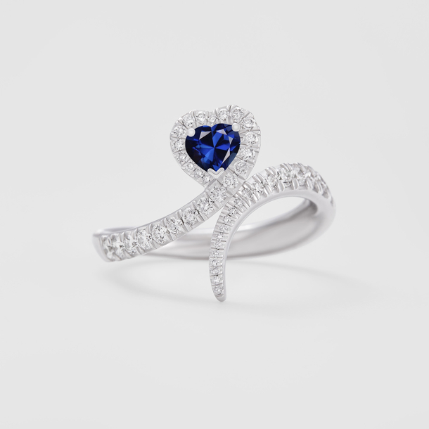 white gold with diamonds and sapphire ring