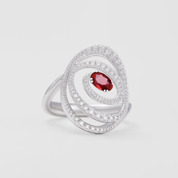 white gold with diamonds and ruby ring