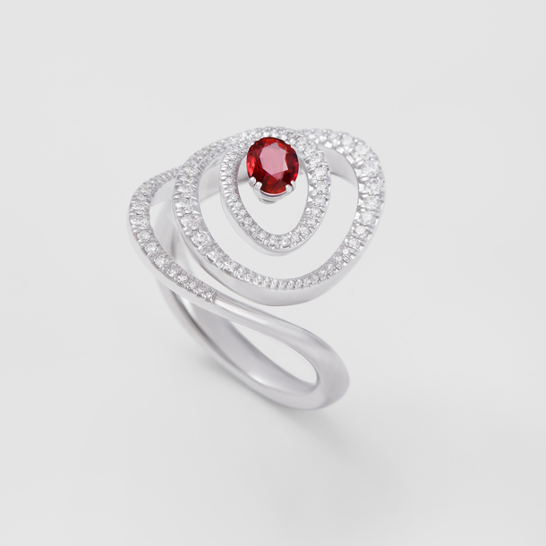 white gold with diamonds and ruby ring