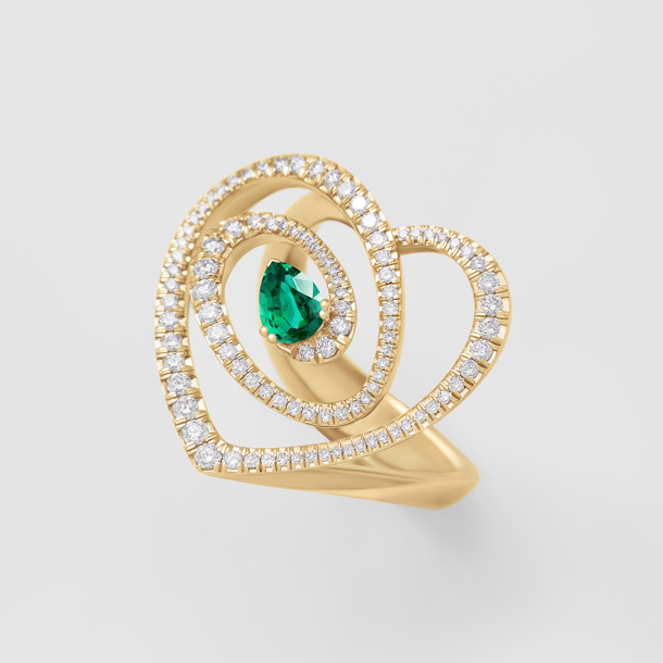 rose gold with diamonds and emerald ring