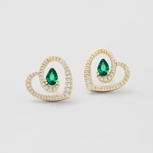 rose gold with diamonds and emeralds earrings