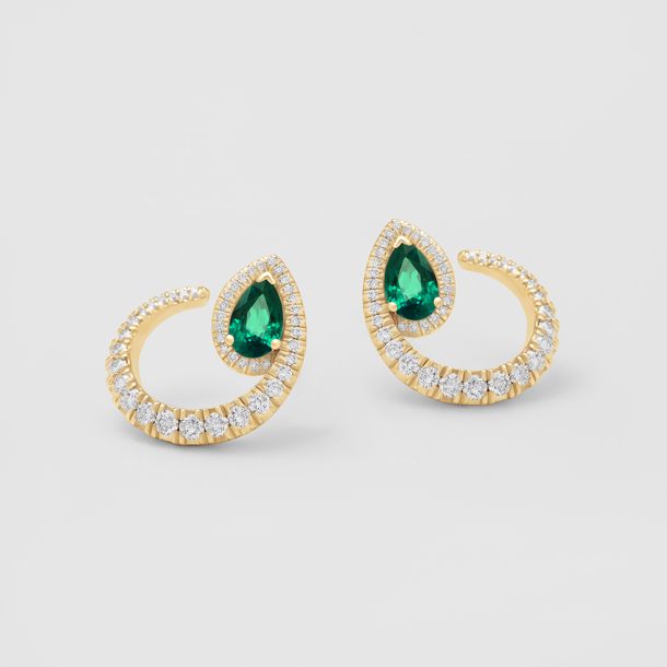 rose gold with diamonds and emeralds earrings