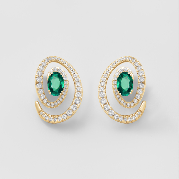 rose gold with diamonds and emeralds earrings