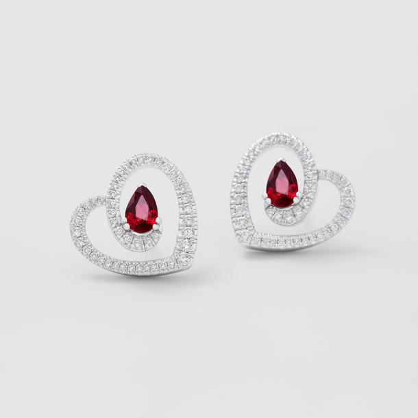 white gold with diamonds and rubies earrings