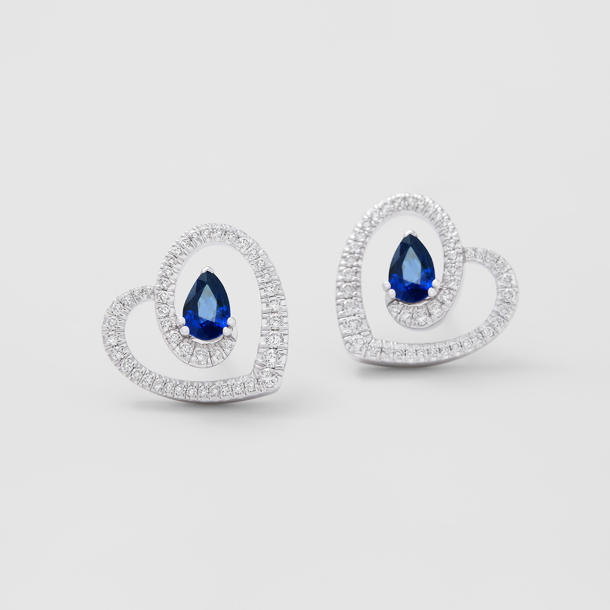 white gold with diamonds and sapphires earrings