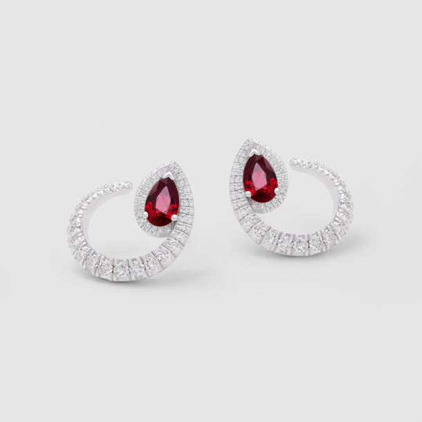 white gold with diamonds and rubies earrings