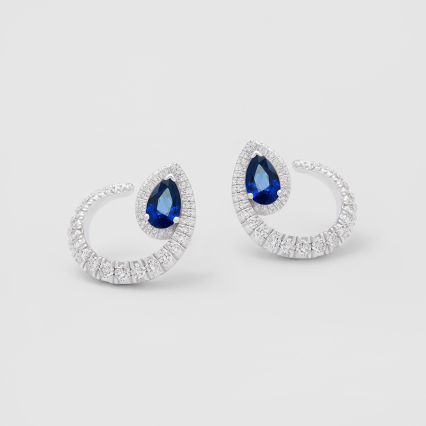 white gold with diamonds and sapphires earrings