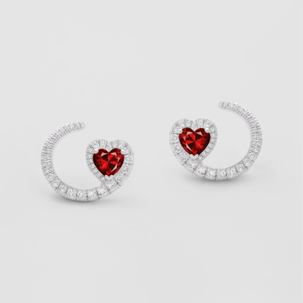 white gold with diamonds and rubies earrings