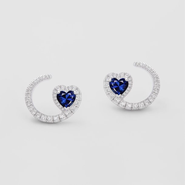 white gold with diamonds and sapphires earrings