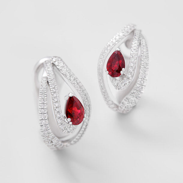 white gold with diamonds and rubies earrings