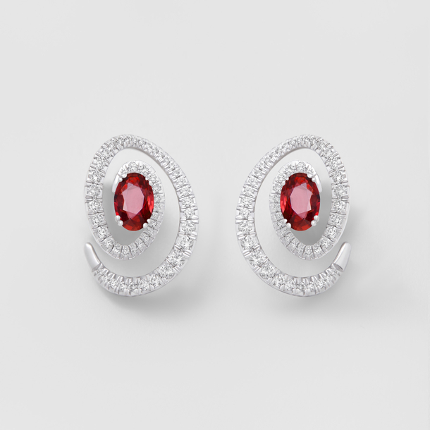 white gold with diamonds and rubies earrings