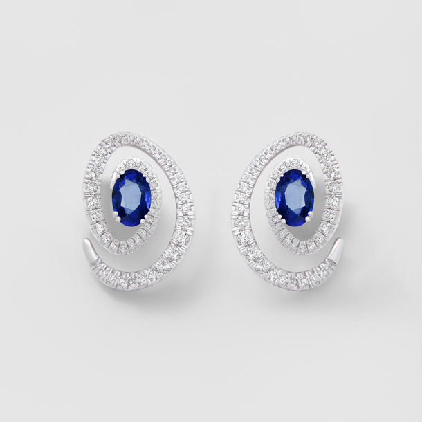 white gold with diamonds and sapphires earrings