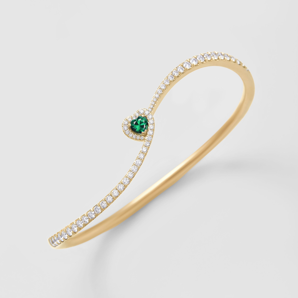 rose gold with diamonds and emerald bracelet