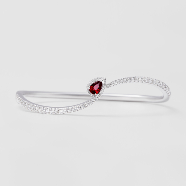 Oval Shape Ruby & Round Cut Diamond Bracelet in Gold / Platinum ATZBR-0760