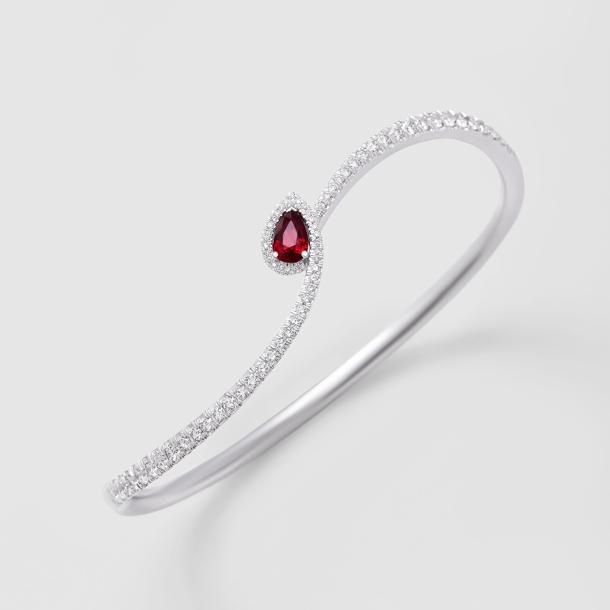 white gold with diamonds and ruby bracelet