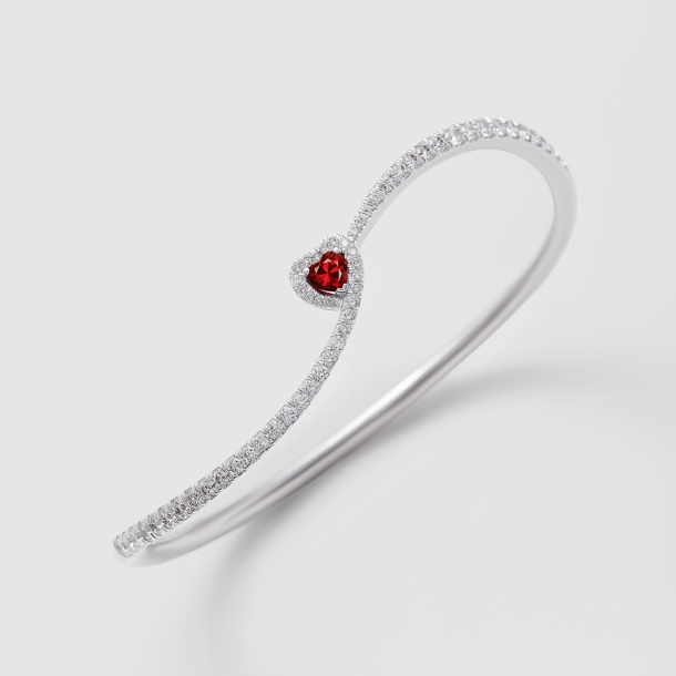 white gold with diamonds and ruby bracelet