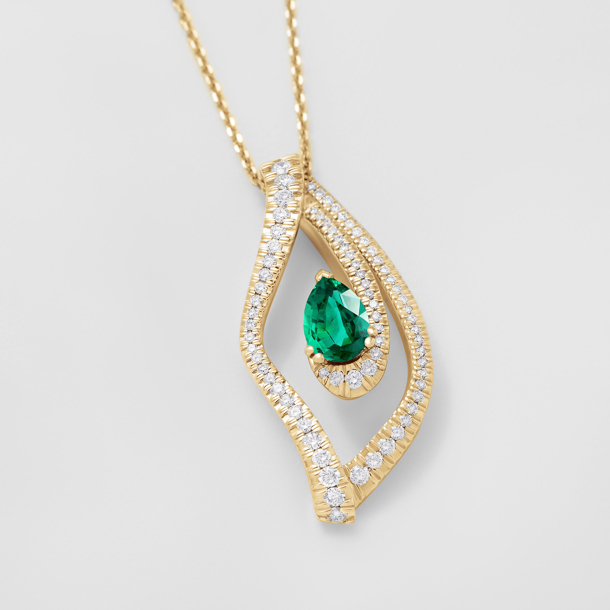 rose gold with diamonds and emerald necklace