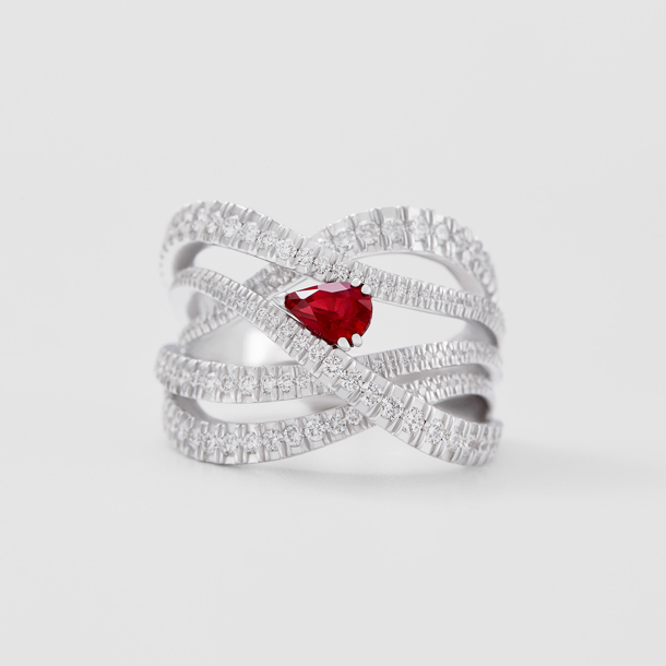 white gold with diamonds and ruby ring